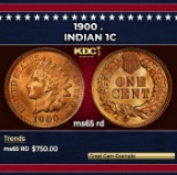 1900 Indian Cent . 1c Grades ms65 rd
