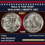 1944-d Walking Liberty Half Dollar TOP POP! 50c ms68 SEGS