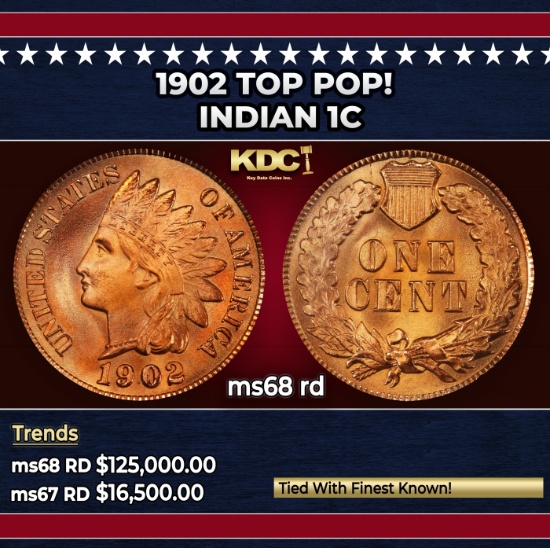 1902 Indian Cent TOP POP! 1c ms68 rd SEGS