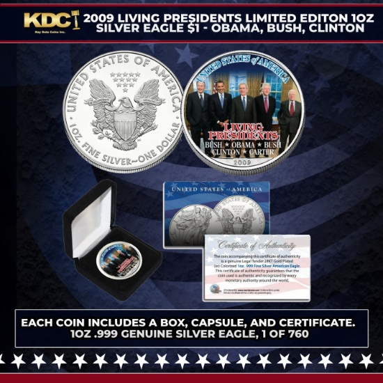 2009 Living Presidents 1oz Limited Edition Silver Eagle $1 - Obama, Bush, Clinton Other Toy
