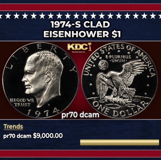 1974-s Clad Proof Eisenhower Dollar $1 pr70 dcam SEGS