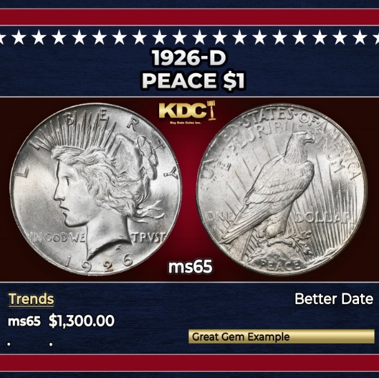 1926-d Peace Dollar $1 ms65 SEGS