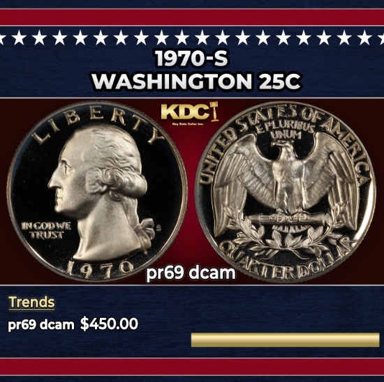1970-s Proof Washington Quarter 25c pr69 dcam SEGS