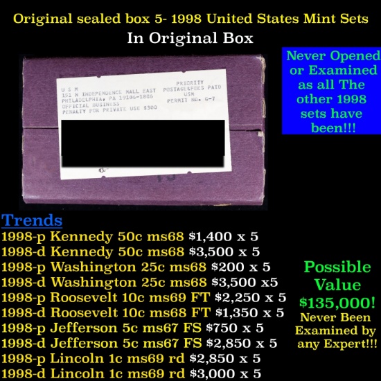 Original sealed box 5- 1998 United States Mint Sets