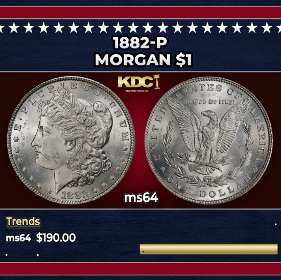 1882-p Morgan Dollar $1 Grades ms64
