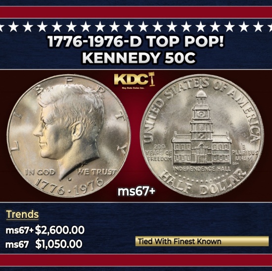 1776-1976-d Kennedy Half Dollar TOP POP! 50c ms67+ SEGS