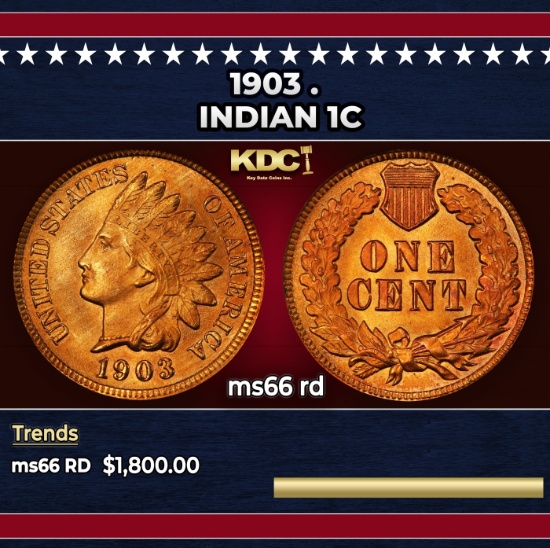 1903 Indian Cent . 1c ms66 rd SEGS