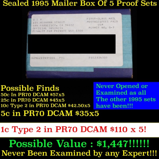 Original sealed box 5- 1995 United States Mint Proof Sets