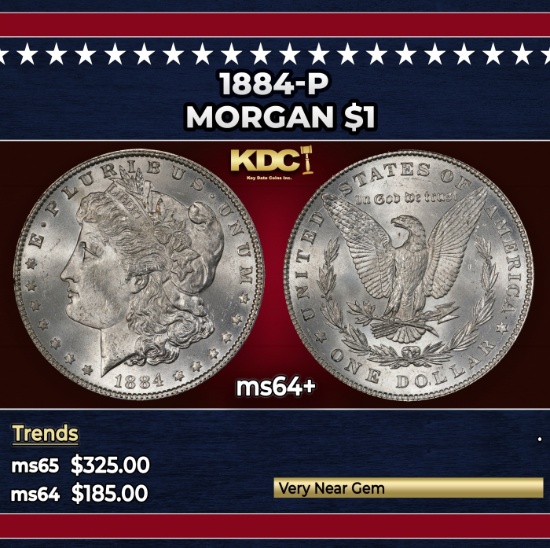 1884-p Morgan Dollar $1 Grades ms64+