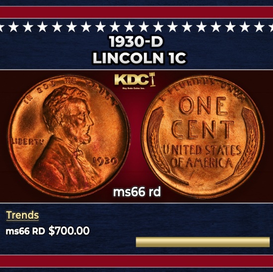 1930-d Lincoln Cent 1c Grades ms66 rd
