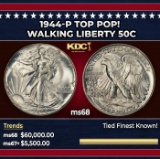 1944-p Walking Liberty Half Dollar TOP POP! 50c ms68 SEGS