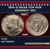 1974-d Kennedy Half Dollar Near Top Pop 50c ms67 SEGS