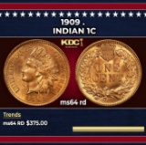 1909 Indian Cent . 1c Grades ms64 rd