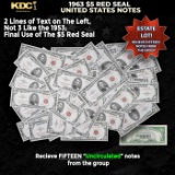 15x 1963 $5 Red Seal United States Note Grades CU