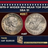 1979-p Wider Rim Susan B. Anthony Dollar Near Top Pop $1 ms67 SEGS