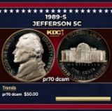 1989-s Proof Jefferson Nickel 5c pr70 dcam SEGS