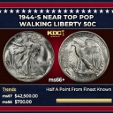 1944-s Walking Liberty Half Dollar Near Top Pop 50c ms66+ SEGS