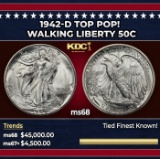 1942-d Walking Liberty Half Dollar TOP POP! 50c ms68 SEGS