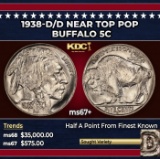 1938-d/d Buffalo Nickel Near Top Pop 5c ms67+ SEGS