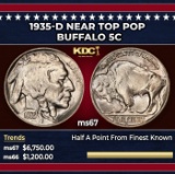 1935-d Buffalo Nickel Near Top Pop 5c ms67 SEGS