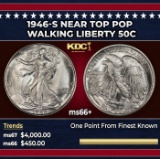 1946-s Walking Liberty Half Dollar Near Top Pop 50c ms66+ SEGS