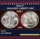 1941-p Walking Liberty Half Dollar 50c ms67 SEGS
