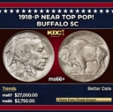 1918-p Buffalo Nickel Near Top Pop! 5c ms66+ SEGS