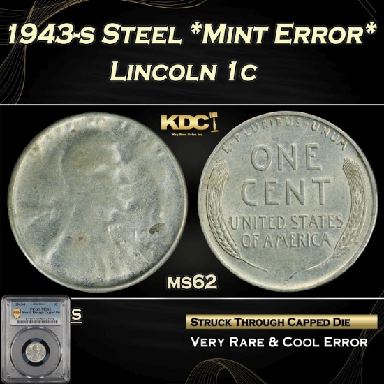 PCGS 1943-s Steel Lincoln Cent *Mint Error* 1c ms62 PCGS