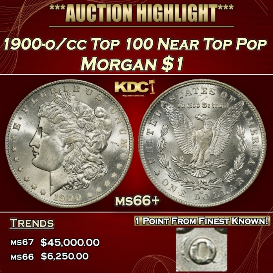 1900-o/cc Top 100 Morgan Dollar Near Top Pop $1 ms66+ SEGS
