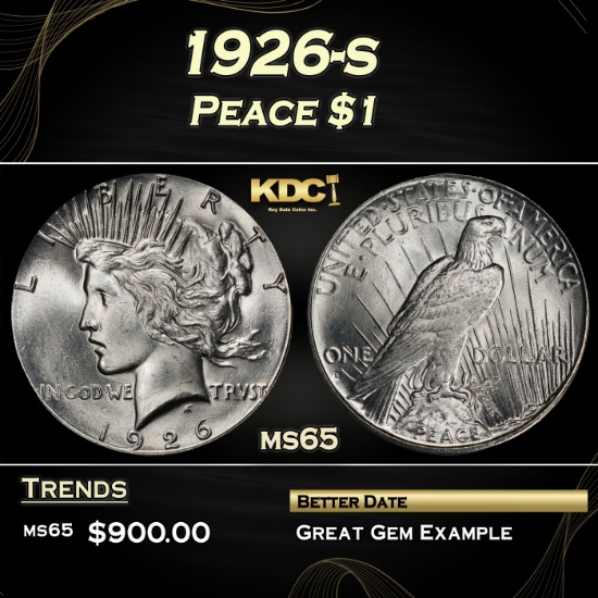 1926-s Peace Dollar $1 Grades ms65