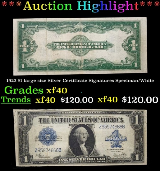 1923 $1 large size Silver Certificate Grades xf Signatures Speelman/White