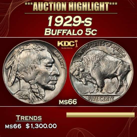 1929-s Buffalo Nickel 5c ms66 SEGS