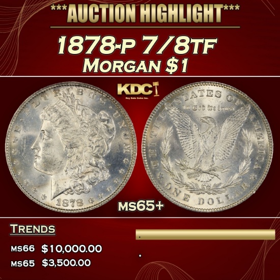 1878-p 7/8tf Morgan Dollar $1 ms65+ SEGS