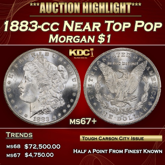 1883-cc Morgan Dollar Near Top Pop $1 ms67+ SEGS