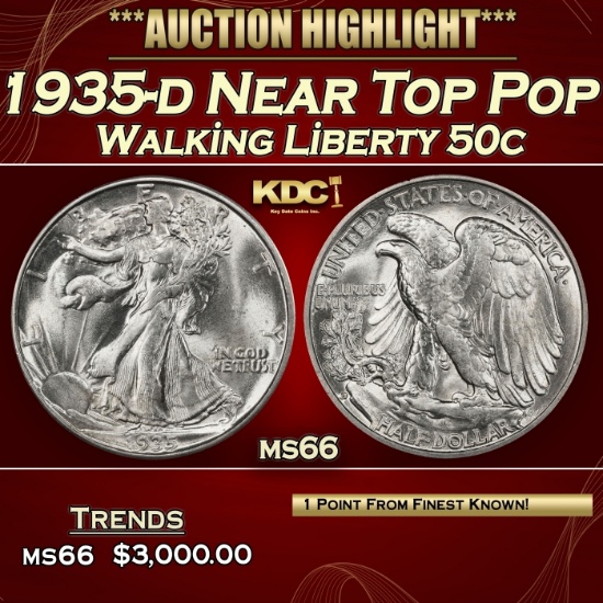 1944-p Walking Liberty Half Dollar Near Top Pop 50c ms67+ SEGS