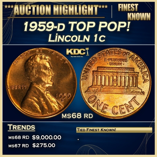 1959-d Lincoln Cent TOP POP! 1c ms68 rd SEGS