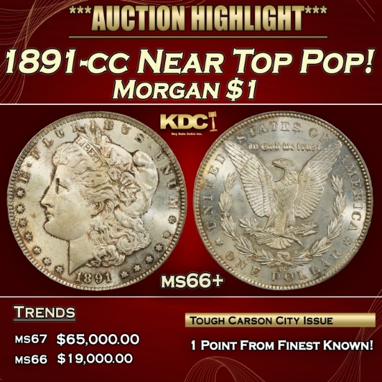 1891-cc Morgan Dollar $1 ms66+ SEGS