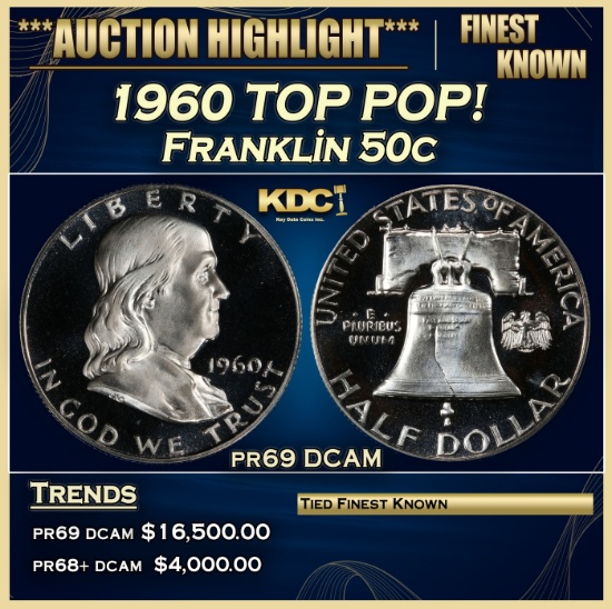 1960 Proof Franklin Half Dollar TOP POP! 50c pr69 DCAM SEGS