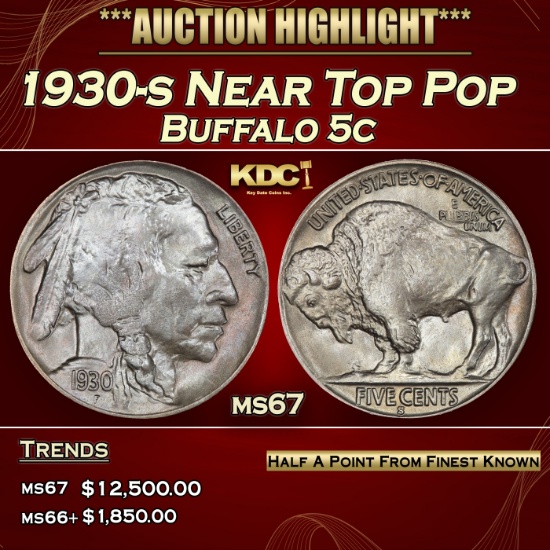 1930-s Buffalo Nickel Near Top Pop 5c ms67 SEGS