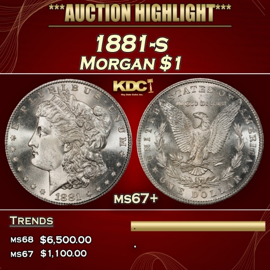 1881-s Morgan Dollar $1 ms67+ SEGS