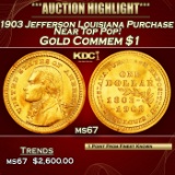 1903 Jefferson Louisiana Purchase Gold Commem Dollar Near Top Pop! 1 ms67 SEGS
