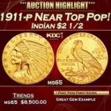 1911-p Gold Indian Quarter Eagle Near Top Pop! $2 1/2 ms65 SEGS