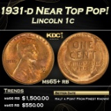 1931-d Lincoln Cent Near Top Pop! 1c ms65+ rb SEGS