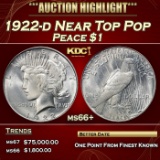 1922-d Peace Dollar Near Top Pop $1 ms66+ SEGS