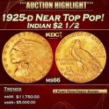 1925-d Gold Indian Quarter Eagle Near Top Pop! $2 1/2 ms66 USCG