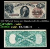 1880 $1 United States Note Grades Choice CU Signatures Scofield/Gilfillan