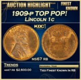 1909-p Lincoln Cent TOP POP! 1c ms67 rb SEGS