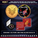 2020 Year of The Rat 24K Gold Plated Polychrome 1oz Silver Eagle w/ Box & COA Grades Other Toy