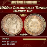 1909-o Barber Dime Colorfully Toned 10c ms66+ SEGS