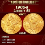 1905-s Gold Liberty Half Eagle $5 ms64+ SEGS